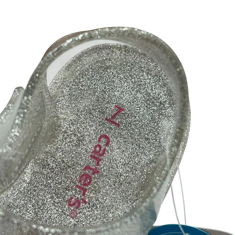 Carters Toddler Girls Jelly Sandals Size 8 Silver Rainbow Flexible & Lightweight